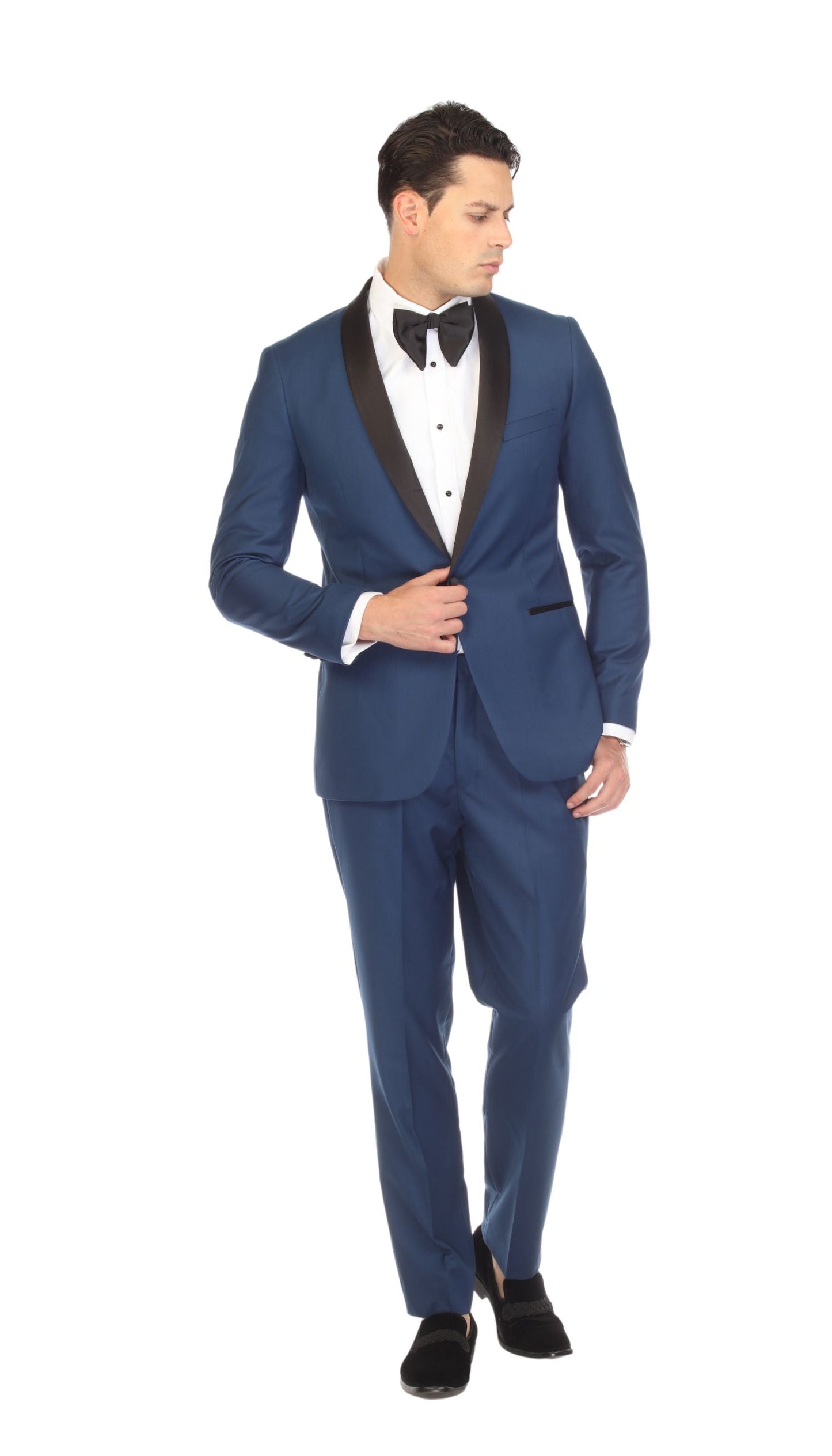 Ferrecci Men's Reno Indigo Slim Fit Shawl Lapel 2 Piece Tuxedo Suit Set