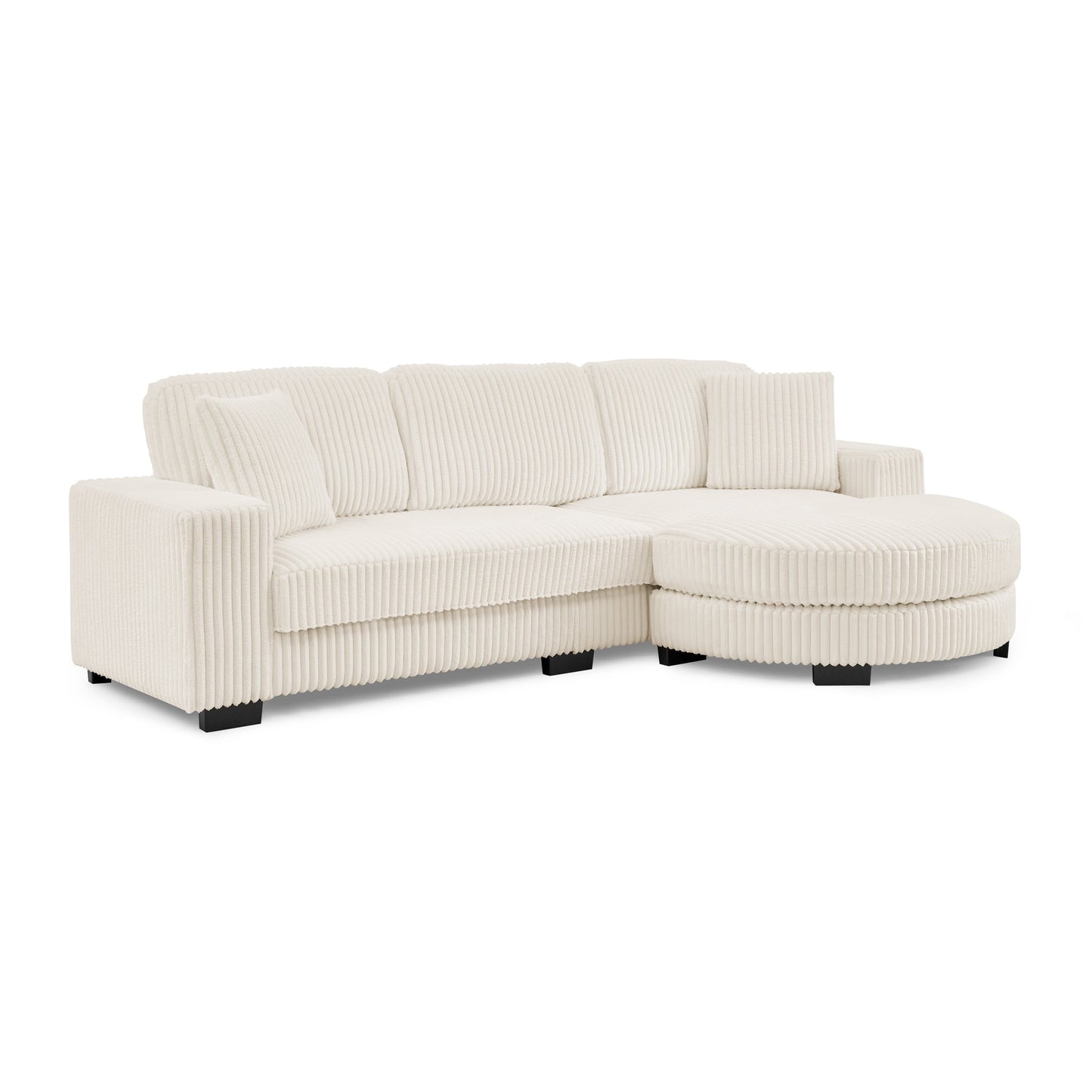 Corduroy Tufted Upholstered Sleeper Sectional Sofa, L-Shaped Modular Convertible Sofa ,The Arc-Shaped Footstool Can Be P