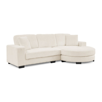Corduroy Tufted Upholstered Sleeper Sectional Sofa, L-Shaped Modular Convertible Sofa ,The Arc-Shaped Footstool Can Be P