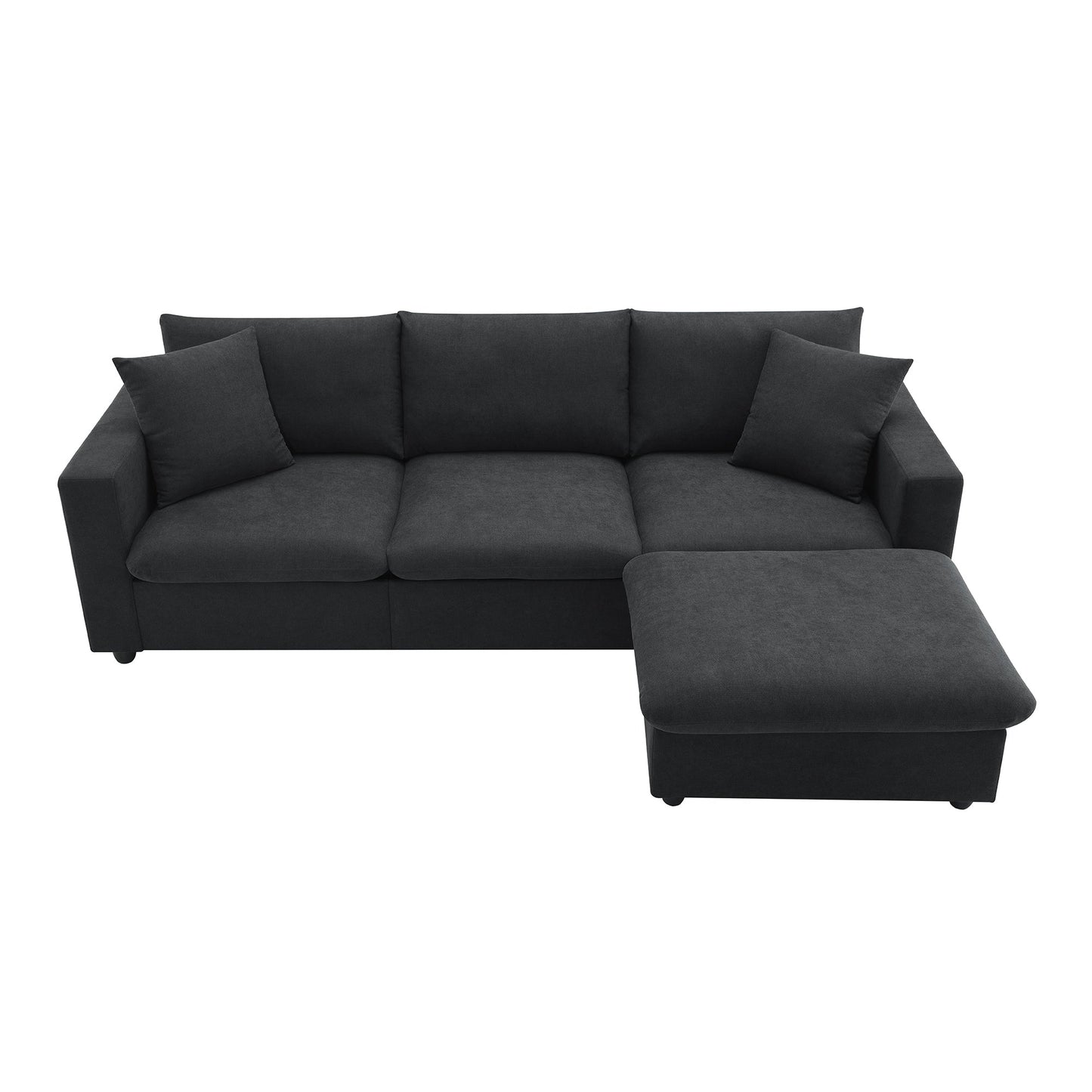 101*66' Modern Sectional Sofa With Throw Pillows,Cloud L-Shaped Couch Set With Wide Seat,4 Seat Polyester Comfy Fabric C