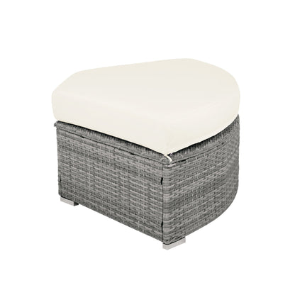 Patio Furniture Set Outdoor Daybed Rattan Sectional With Cushions and Center Table, Beige, Iron & Rattan, Multiple Sizes