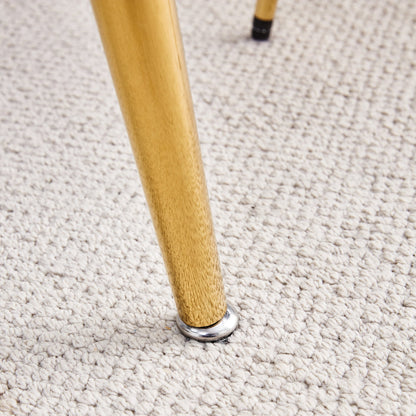 Modern Minimalist Rectangular Glass  Dining Table for 4-6 With 0.31' Tempered Glass Tabletop and Golden Plating Metal Le