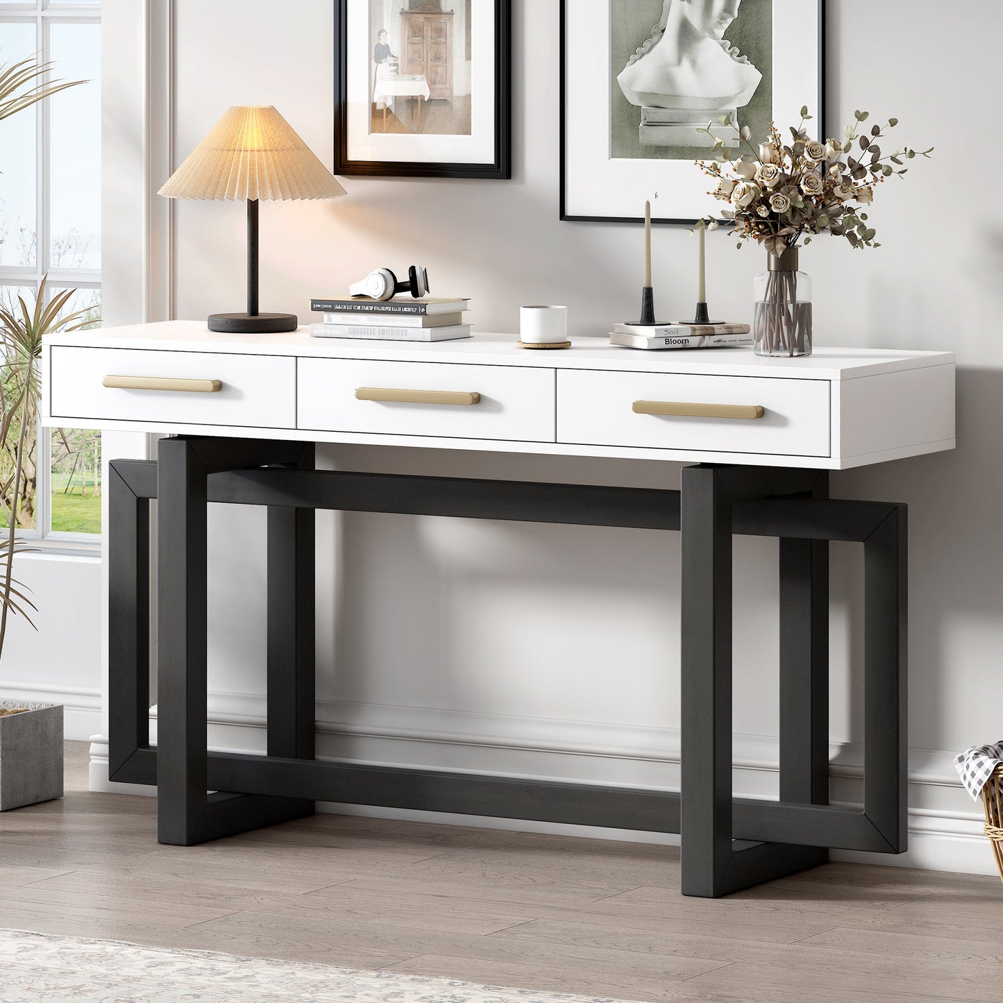 Elegant Console Table With Three Drawers, Extra Long Entryway Table for Entryway, Hallway, Living Room, Foyer, Corridor