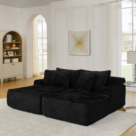 Two-Seater Lazy Sofa Lounge Chair,Compressed Sofa No Assembly Required, Made of Velvet Fabric, Fluffy Modern  Lounge Cha