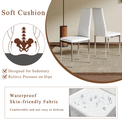 Modern Style Dining Chairs Set of 6 in White, Essential for Minimalist Homes.Meeting Family Dining Needs,PU Material Sea