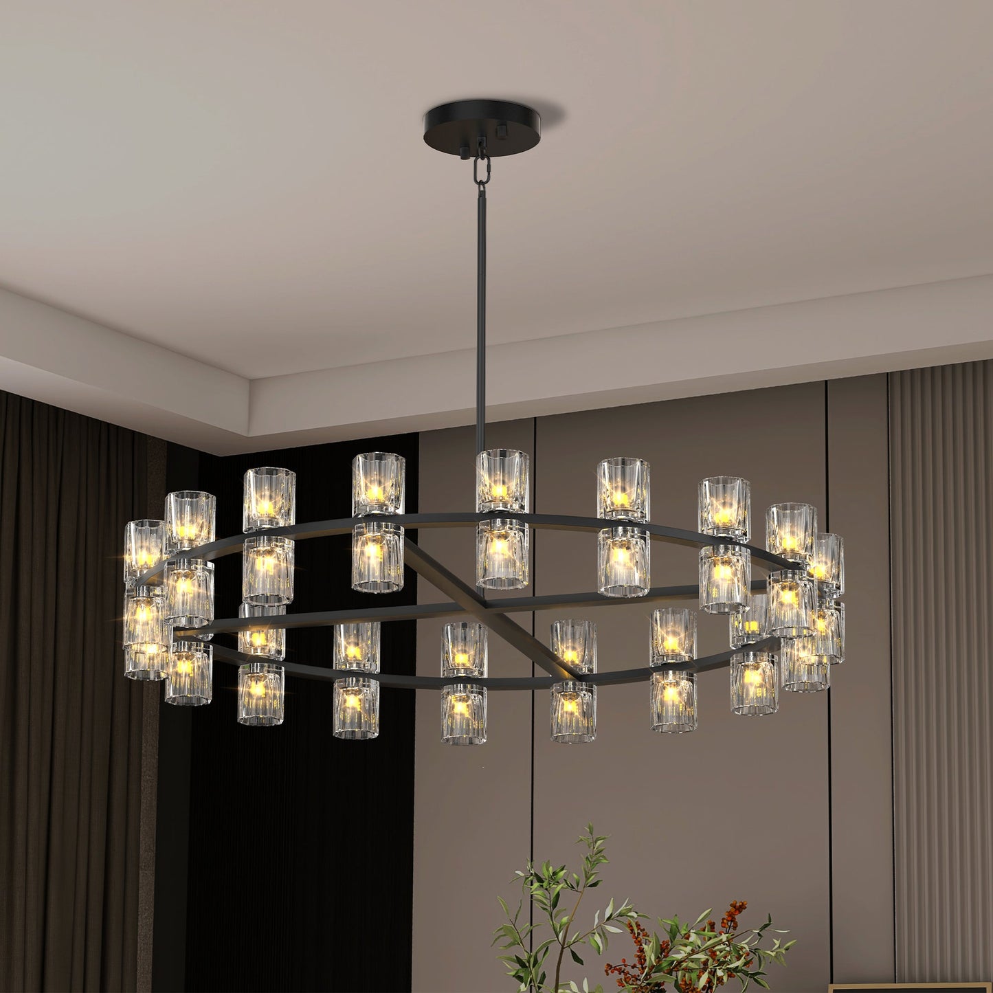 36 Inches Luxury Chandeliers Crystal Living Room Decorative Lights Simple Modern Dining Room LED Lighting,for Home Decor