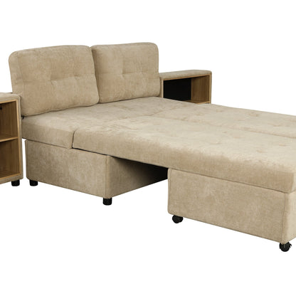 121.2' Versatile Sofa Bed Modular Sofa  Free-Combined Sofa With Two Storage Racks,  Brown