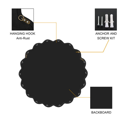 Solid Wood Wavy Mirror-Black Mirror Wall Decor 31' X 31' Modern Mirror Wall Decor for Bathroom, Bedroom, Living Room, Di