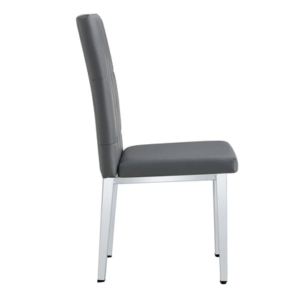 4 Piece Set of Gray Armless Dining Chairs Brings a Touch of Elegance and Mystery to the Dining Area With Its Deep Gray T