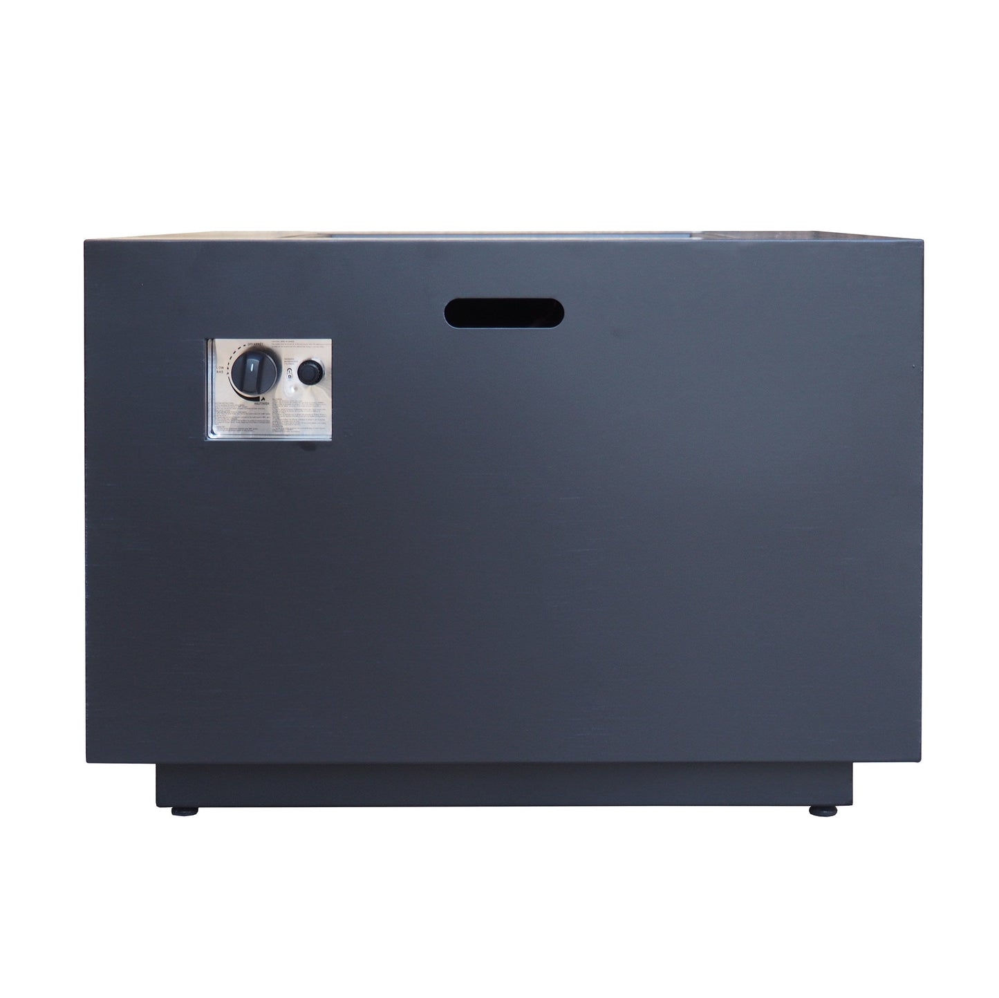 Outdoor Patio Propane Fire Pit 24'' H X 33'' W Square Iron Gas-Burning Fire Pit - 50,000 BTU, Tank in Side, Dark Grey