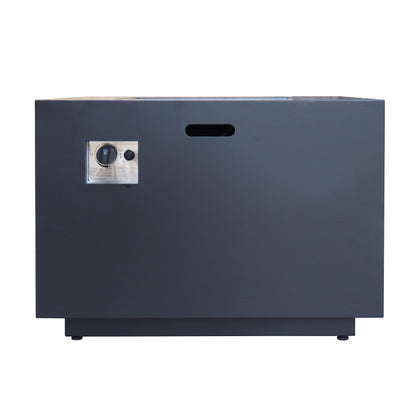 Outdoor Patio Propane Fire Pit 24'' H X 33'' W Square Iron Gas-Burning Fire Pit - 50,000 BTU, Tank in Side, Dark Grey