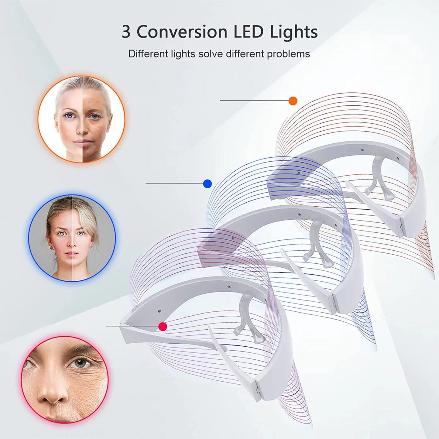 Anti-Aging 3 Color Electric LED Light Therapy Facial Beauty Mask