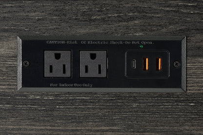 Bar Table Set With Power Outlet, Bar Table and Chairs Set, 4 Piece Dining Table Set, Industrial Breakfast Table Set, For