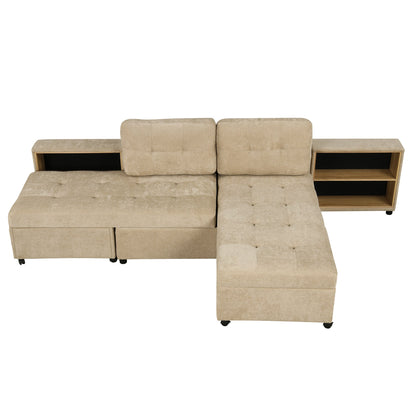 121.2' Versatile Sofa Bed Modular Sofa  Free-Combined Sofa With Two Storage Racks,  Brown