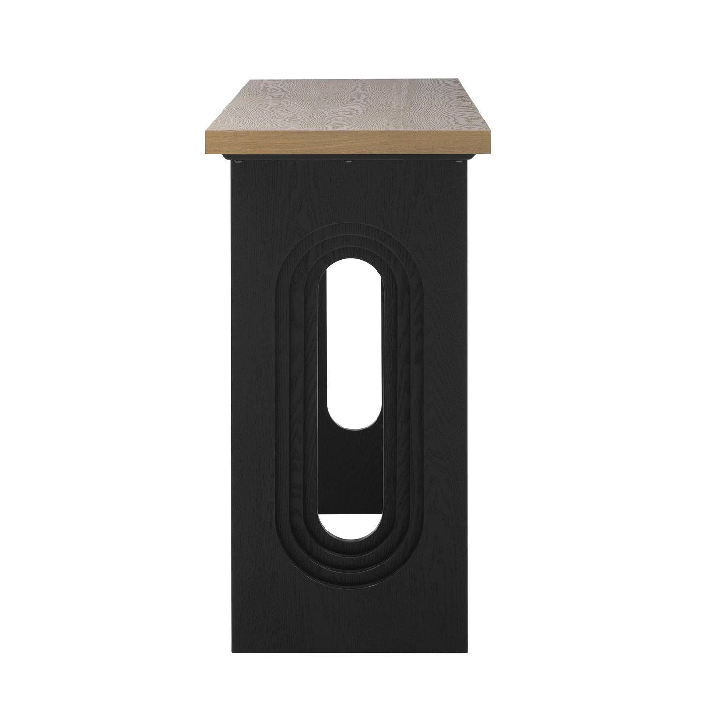 Uniquely Designed Console Table Made of Fraxinus Mandschuric Solid Wood Veneer,with Distinctive Round Hollow Legs, Suita