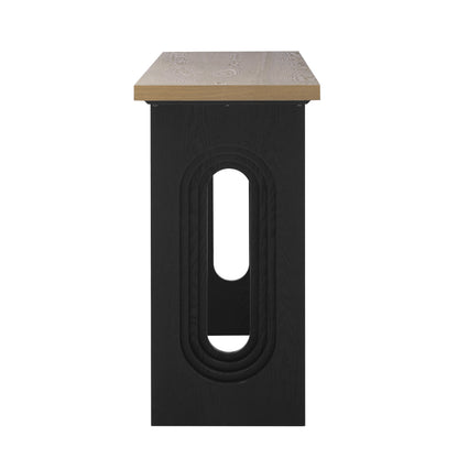 Uniquely Designed Console Table Made of Fraxinus Mandschuric Solid Wood Veneer,with Distinctive Round Hollow Legs, Suita