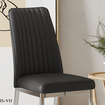 A Set of 6 Dining Chairs, Black Dining Chair Set, PU Material High Backrest Seats and Sturdy Leg Chairs, Suitable for Re