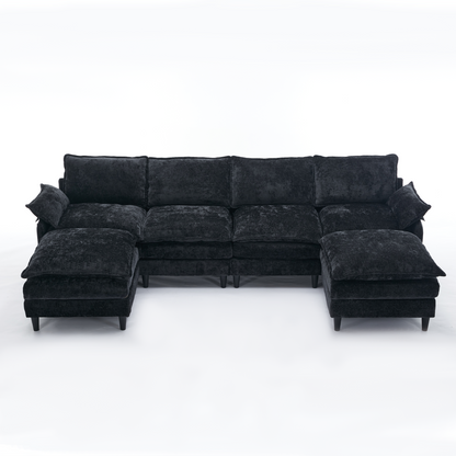 Modular Sofa,U Shaped Cloud Couch Comfy Set ,6-Seater, 2 Armrest Pillows,Convertible Sectional  Couch, Living Room,Apart