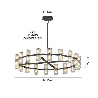 36 Inches Luxury Chandeliers Crystal Living Room Decorative Lights Simple Modern Dining Room LED Lighting,for Home Decor