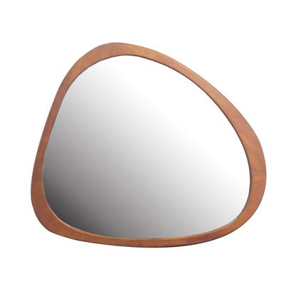 Solid Wood Mirror 45 Inch Asymmetrical Wall Mirror Wooden Framed Mirror Large Sized Dressing Mirror, for Living Room, Be