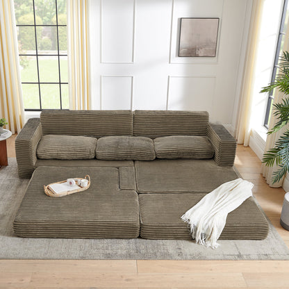 Right Sofa Seat,L Shape Modular Sectional Sofa, Compressed Sectional Sofa Modern Minimalist Style Corduroy Couch,Unfold