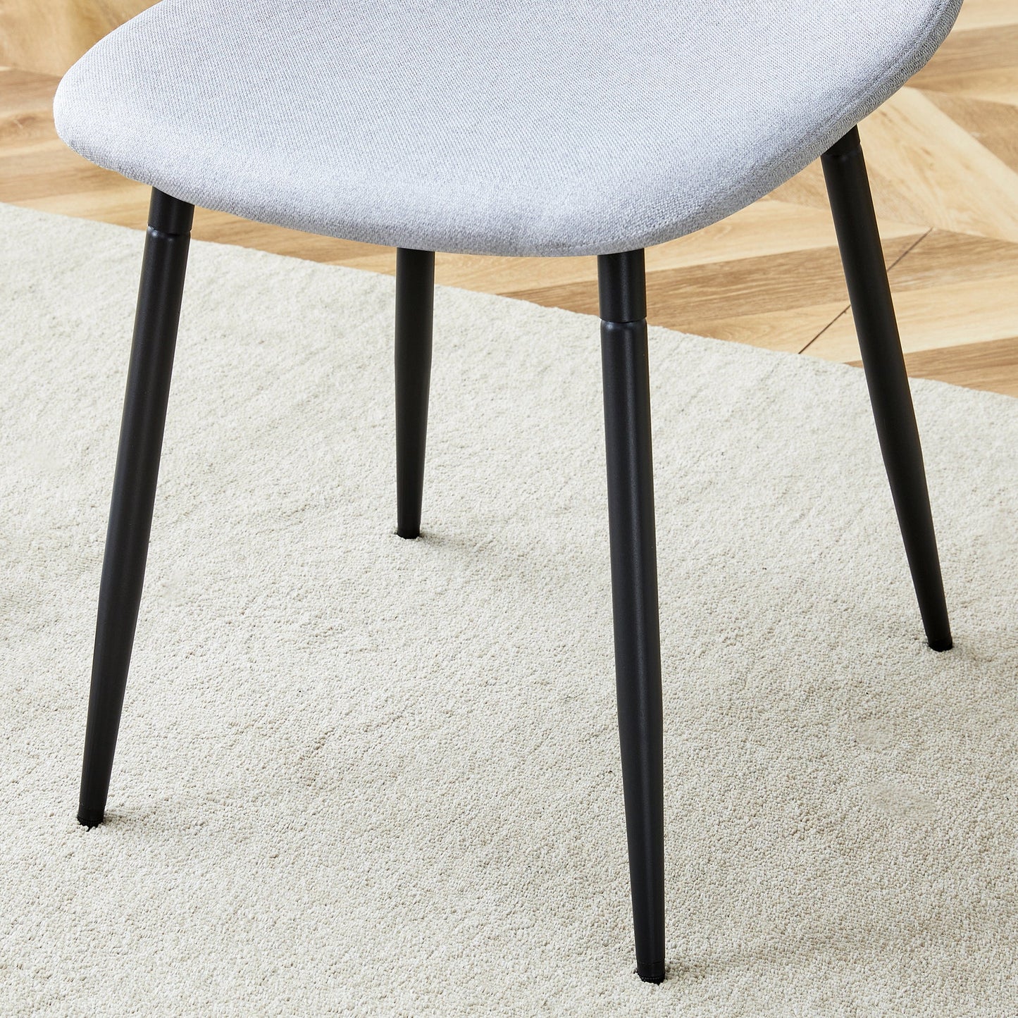 Comfortable Linen-Cotton Dining Chair Set - Four Pieces in Light Gray.Integrated Seat and Backrest,Linen-Cotton Material