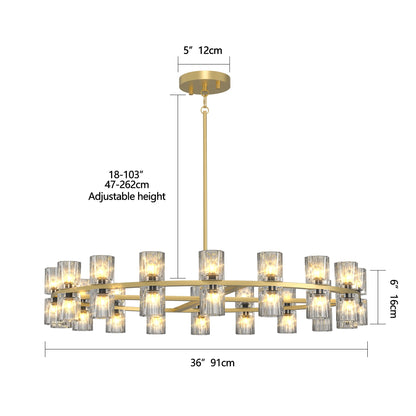 Modern 36' Gold Round Chandelier Light Fixture, K9 Crystal Chandeliers for Dining Room, Living Room, Dining Room Chandel
