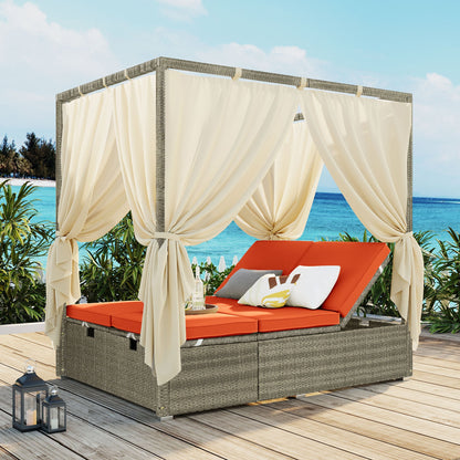 Adjustable Sun Bed With Curtain,High Comfort,With 3 Colors