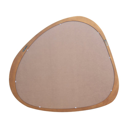 Solid Wood Mirror 45 Inch Asymmetrical Wall Mirror Wooden Framed Mirror Large Sized Dressing Mirror, for Living Room, Be