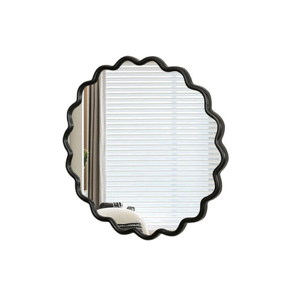 Solid Wood Wavy Mirror-Black Mirror Wall Decor 31' X 31' Modern Mirror Wall Decor for Bathroom, Bedroom, Living Room, Di