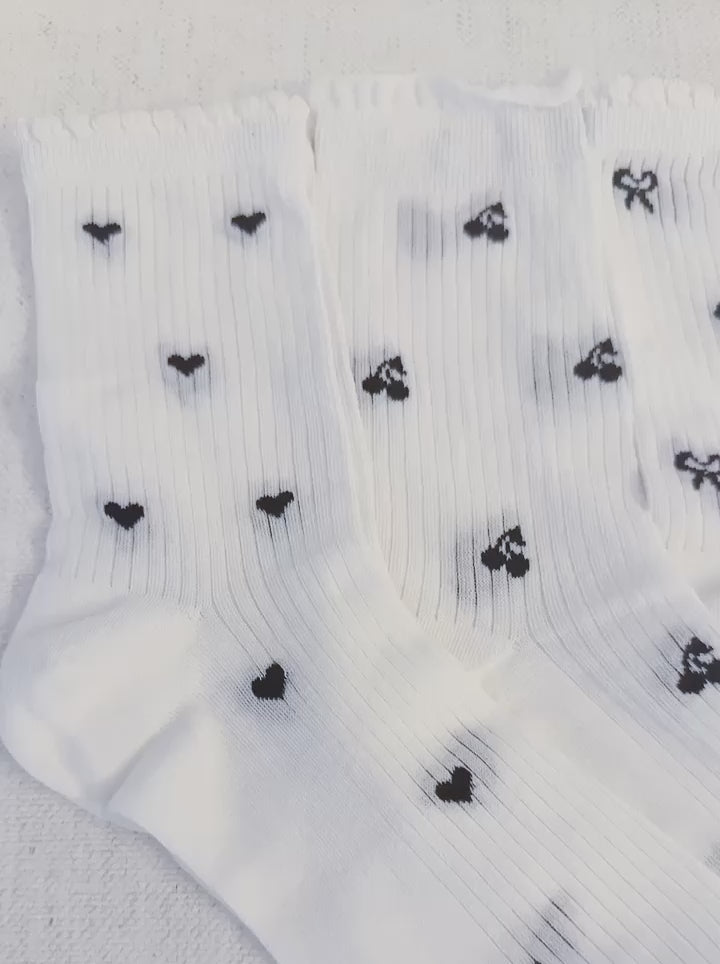 Cherry Cutie Charm Socks Set of 3