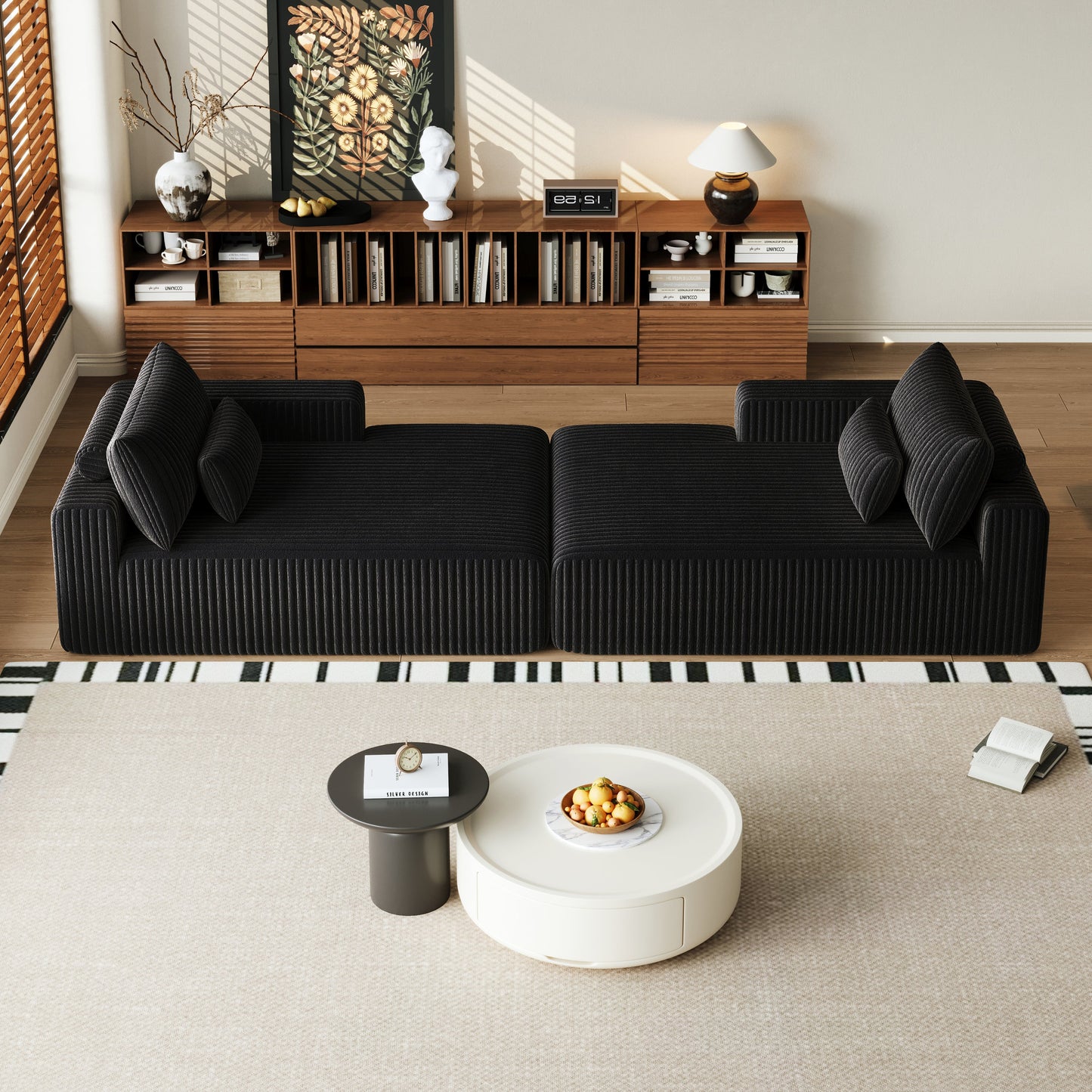 102' Oversized Sectional Lounge Chaise,No Assembly Required,Cloud Plush Loveseat With Reclining Sofa Bed,Fluffy Modern S