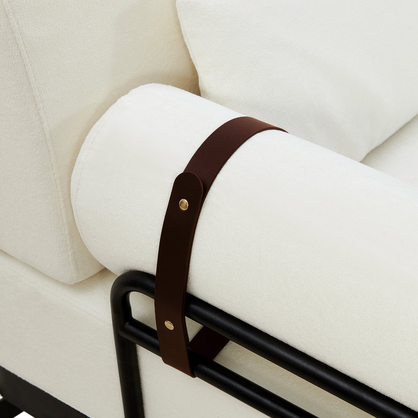 Modern Loveseat Sofa 59' Couch With Flexible USB Ports, Unique Cylindrical Armrests, Beige Chenille