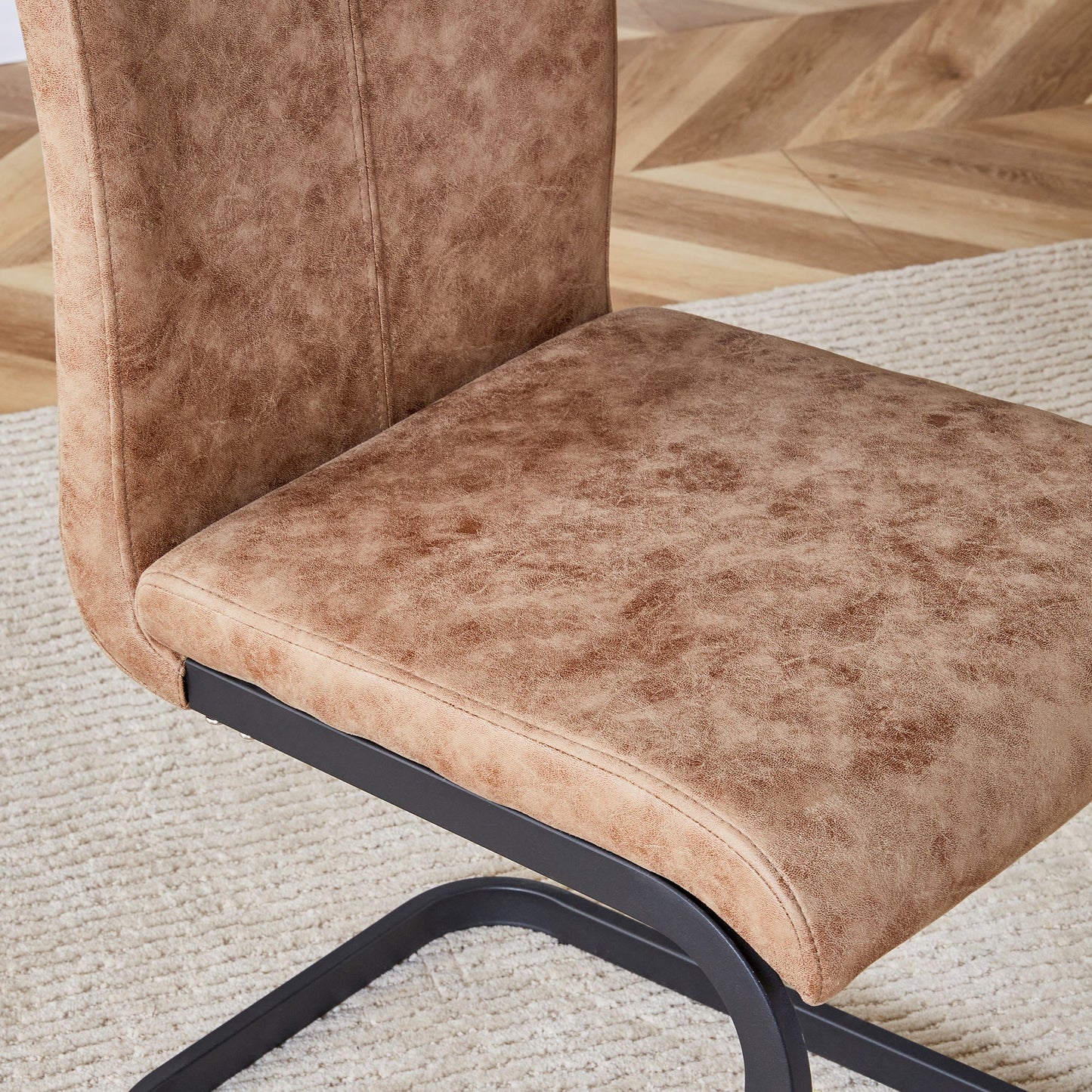 Dining Chairs,tech Cloth High Back Upholstered Side Chair With C-Shaped Tube Black Metal Legs for Dining Room Kitchen Va