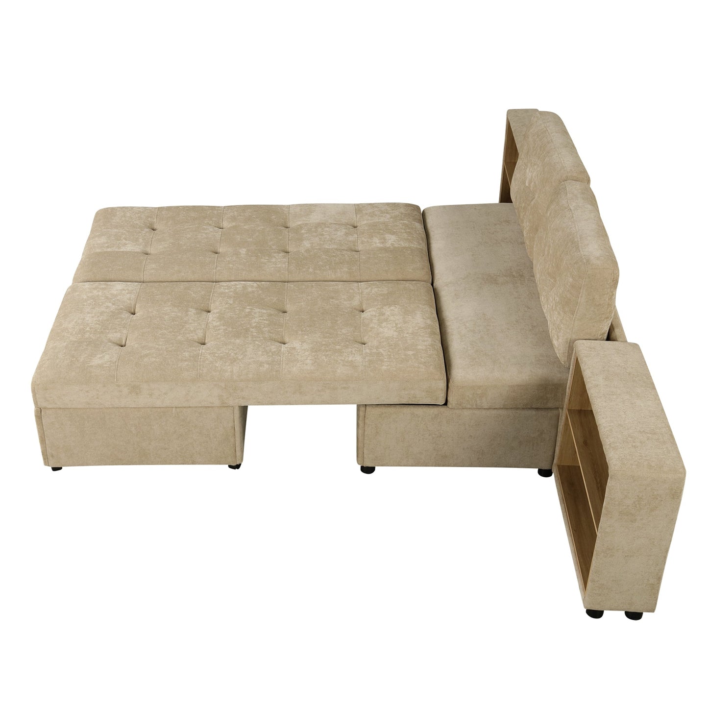 121.2' Versatile Sofa Bed Modular Sofa  Free-Combined Sofa With Two Storage Racks,  Brown