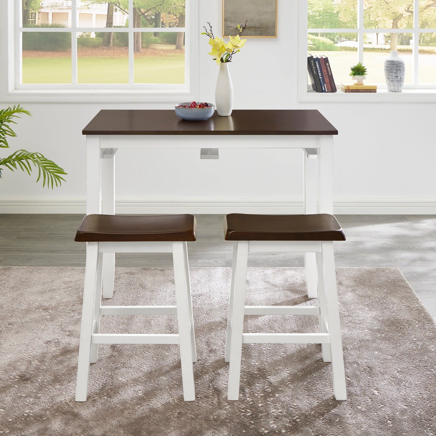 Bar Table and Chairs Set, 3 Piece Dining Table Set, Industrial Breakfast Table Set, for Living Room, Dining Room, Game R