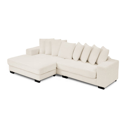 Corduroy Tufted Upholstered Sleeper Sectional Sofa, L-Shaped Modular Convertible Sofa , Can Freely Change the Position O