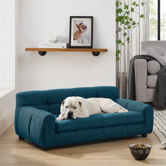 Soft and Comfortable Pet Sofa With Backrest and Armrests, Suitable for Modern Rectangular Pet Sofas for Small and Medium