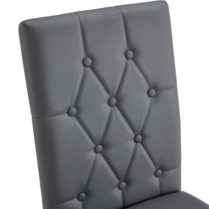 4 Piece Set of Gray Armless Dining Chairs Brings a Touch of Elegance and Mystery to the Dining Area With Its Deep Gray T