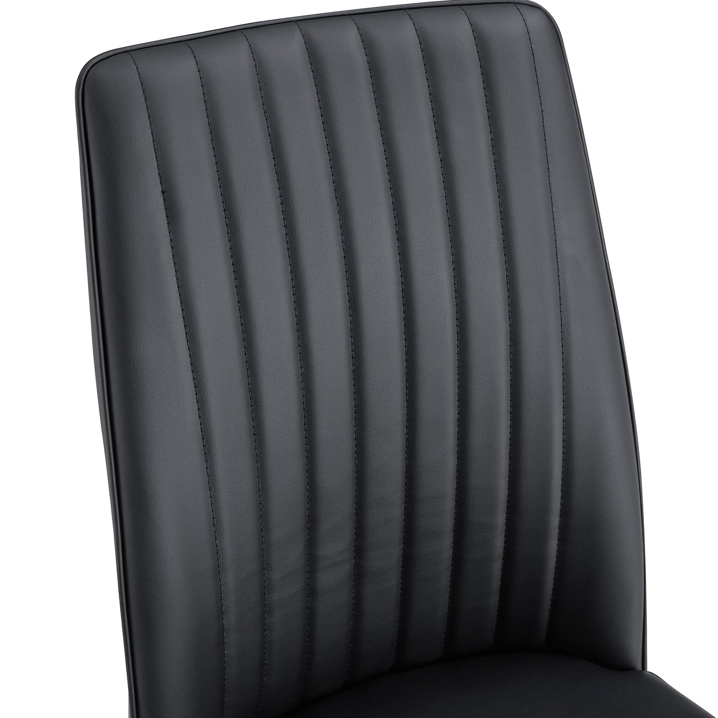 A Set of 6 Dining Chairs, Black Dining Chair Set, PU Material High Backrest Seats and Sturdy Leg Chairs, Suitable for Re