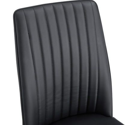 A Set of 6 Dining Chairs, Black Dining Chair Set, PU Material High Backrest Seats and Sturdy Leg Chairs, Suitable for Re