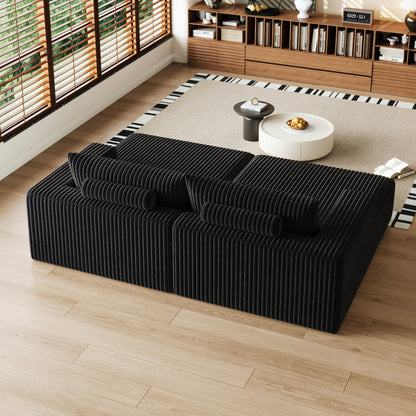 102' Oversized Sectional Lounge Chaise,No Assembly Required,Cloud Plush Loveseat With Reclining Sofa Bed,Fluffy Modern S