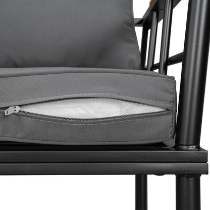 Iron Outdoor Dining Set With Acacia Wood Armrest Suitable for Patio, Balcony or Backyard