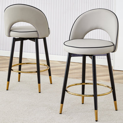 Modern PU Comfortable Upholstered Bar Chair With Smooth and Beautiful Black Metal Legs for Dining Room, Kitchen, Terrace