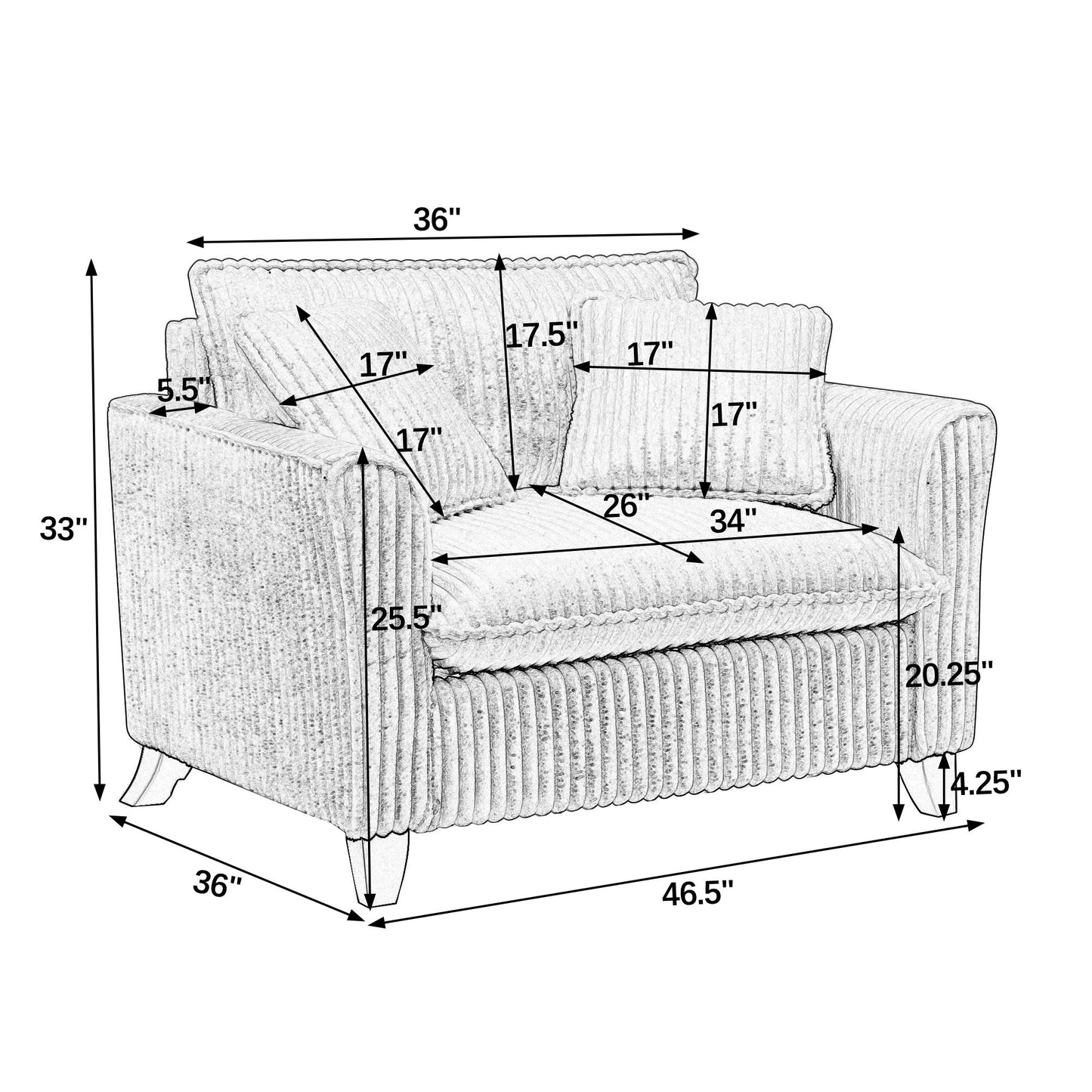 Lazy Sofa Chair, Comfortable Single-Person Sofa Chair, With a Backrest and Soft Seat Cushion, Having Armrests on Both Si
