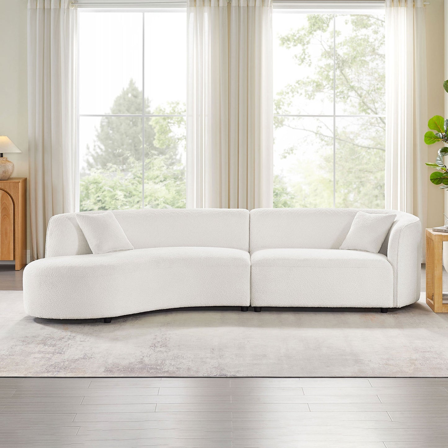 Luxury Modern Style Living Room Upholstery Curved Sofa With Chaise 2-Piece Set, Left Hand Facing Sectional,  Boucle Couc