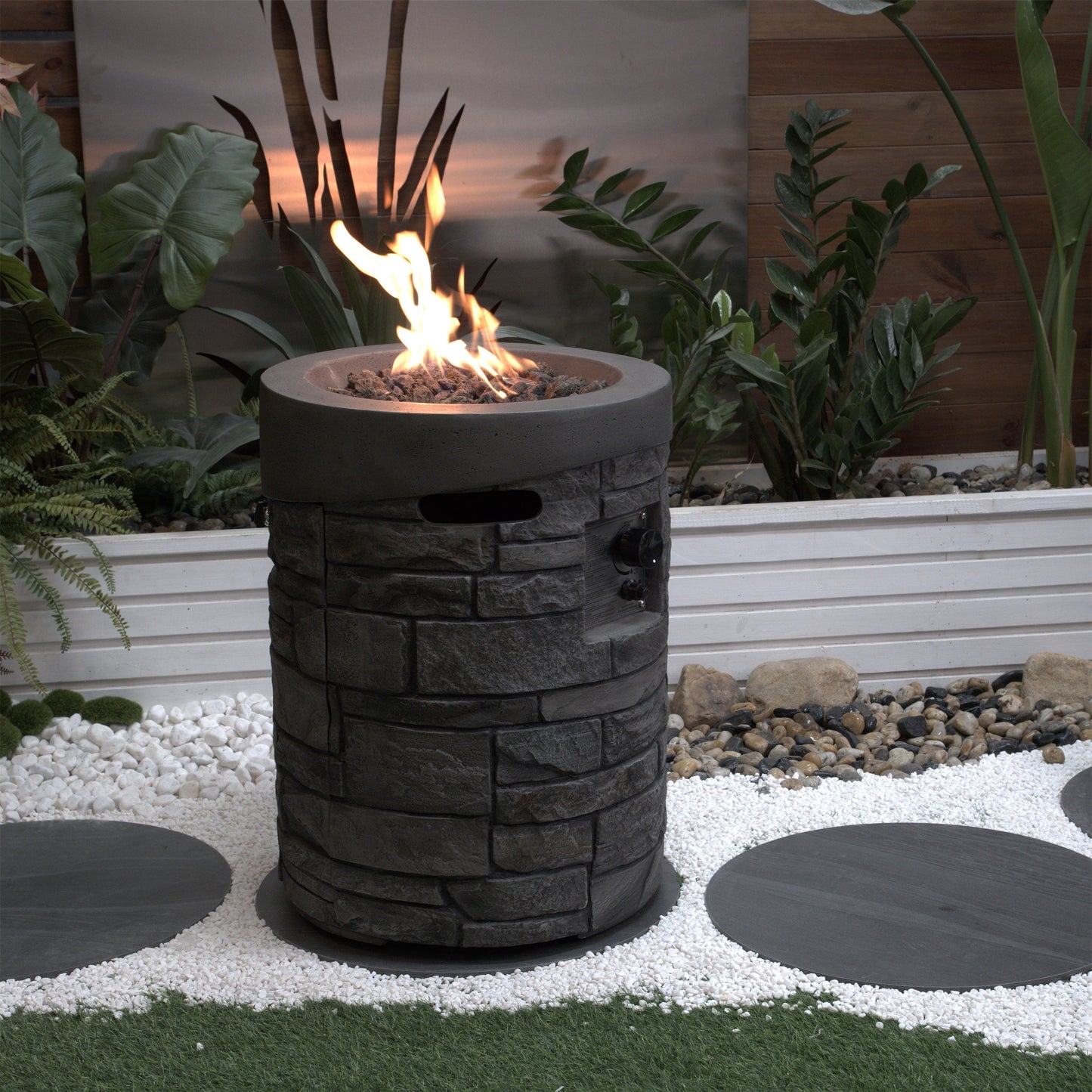 32000 BTU, CSA Certification Diameter 20 Inch Round Outdoor Gas Fire Pit,Contain 2.5kg Lava Stone and Rainproof Cover,Ma