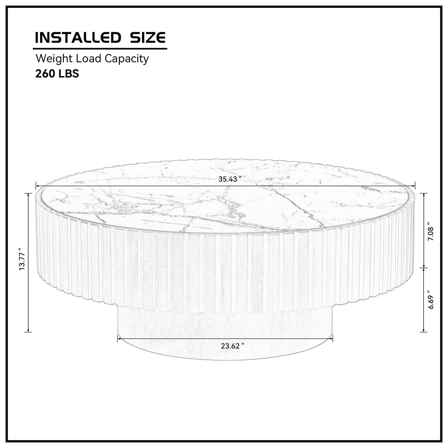 35.43'' Nesting Round Sintered Stone Tabletop Modern Drum Coffee Table Luxury Circle Coffee Table for Apartment Walnut