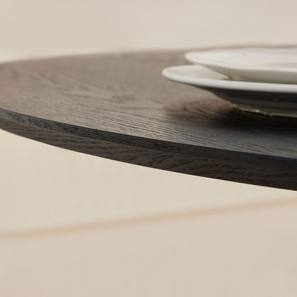 47.24'' Round Modern Style MDF Wood Dining Table in Black Suitable for Kitchen, Living Room, Cafe, Milk Tea Shop