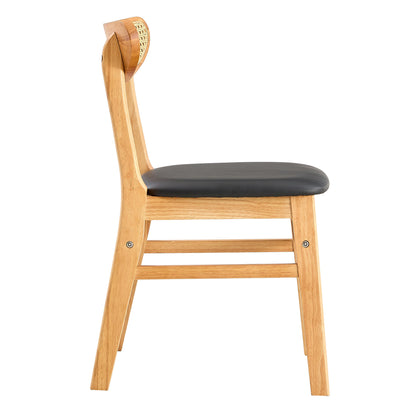 4 the Stylish and Durable Solid Wood Dining Chair, Small Curved Back, PU Cushion, and Beautiful Shape Match Perfectly Wi